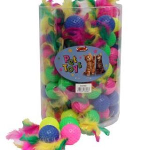 PELOTA CON PLUMAS CUBO 100 UDS.